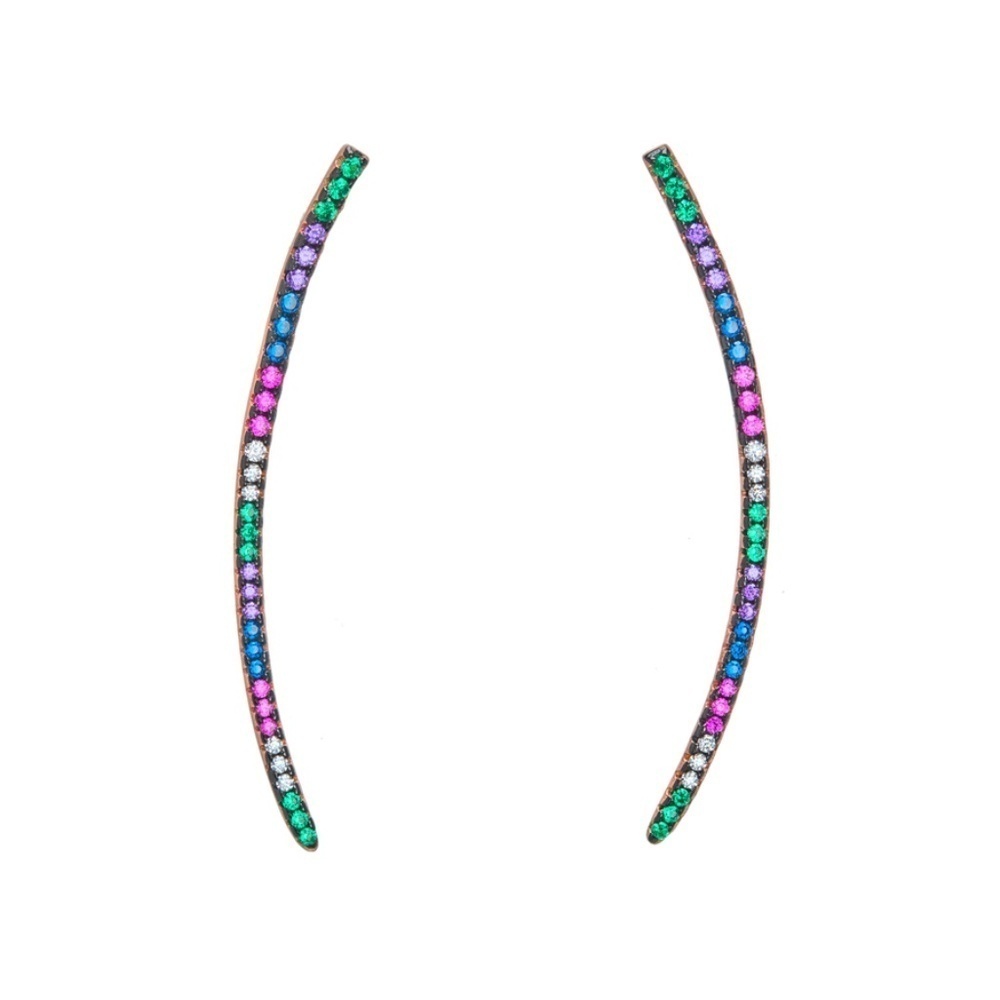 ✨ Rose Goldtone Cubic Zirconia Multi-Colored Threader Earrings